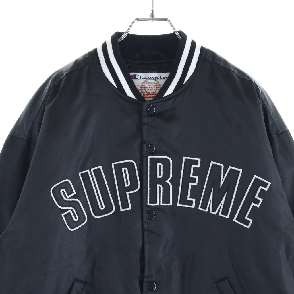 SUPREME(シュプリーム) 26SS ×Champion Satin Varsity Jacket チャンピオン サテン ヴァーシティ ジャケット ブルゾン ブラック