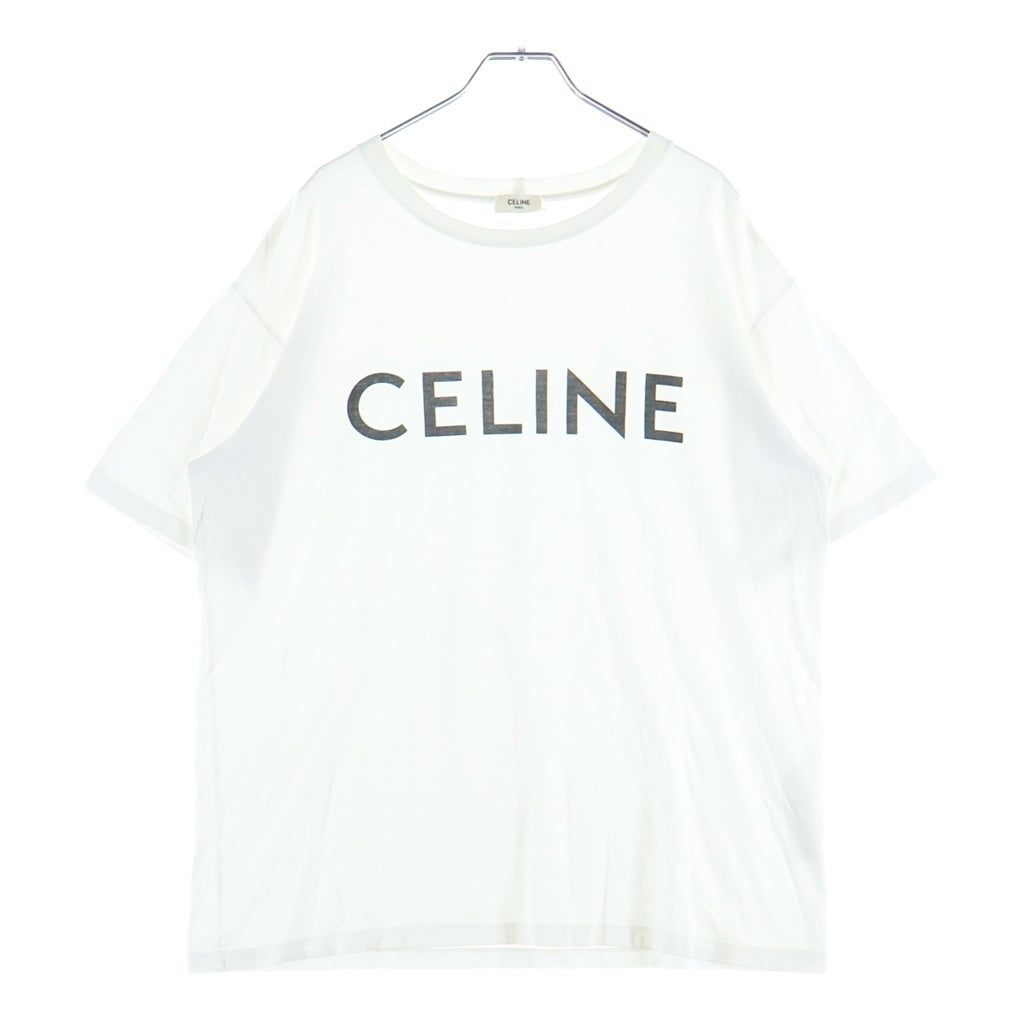 CELINE(セリーヌ) コットンジャージー フロントロゴプリント クルーネック半袖Tシャツ カットソー ホワイト 2X681671Q