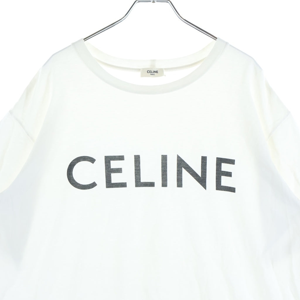 CELINE(セリーヌ) コットンジャージー フロントロゴプリント クルーネック半袖Tシャツ カットソー ホワイト 2X681671Q