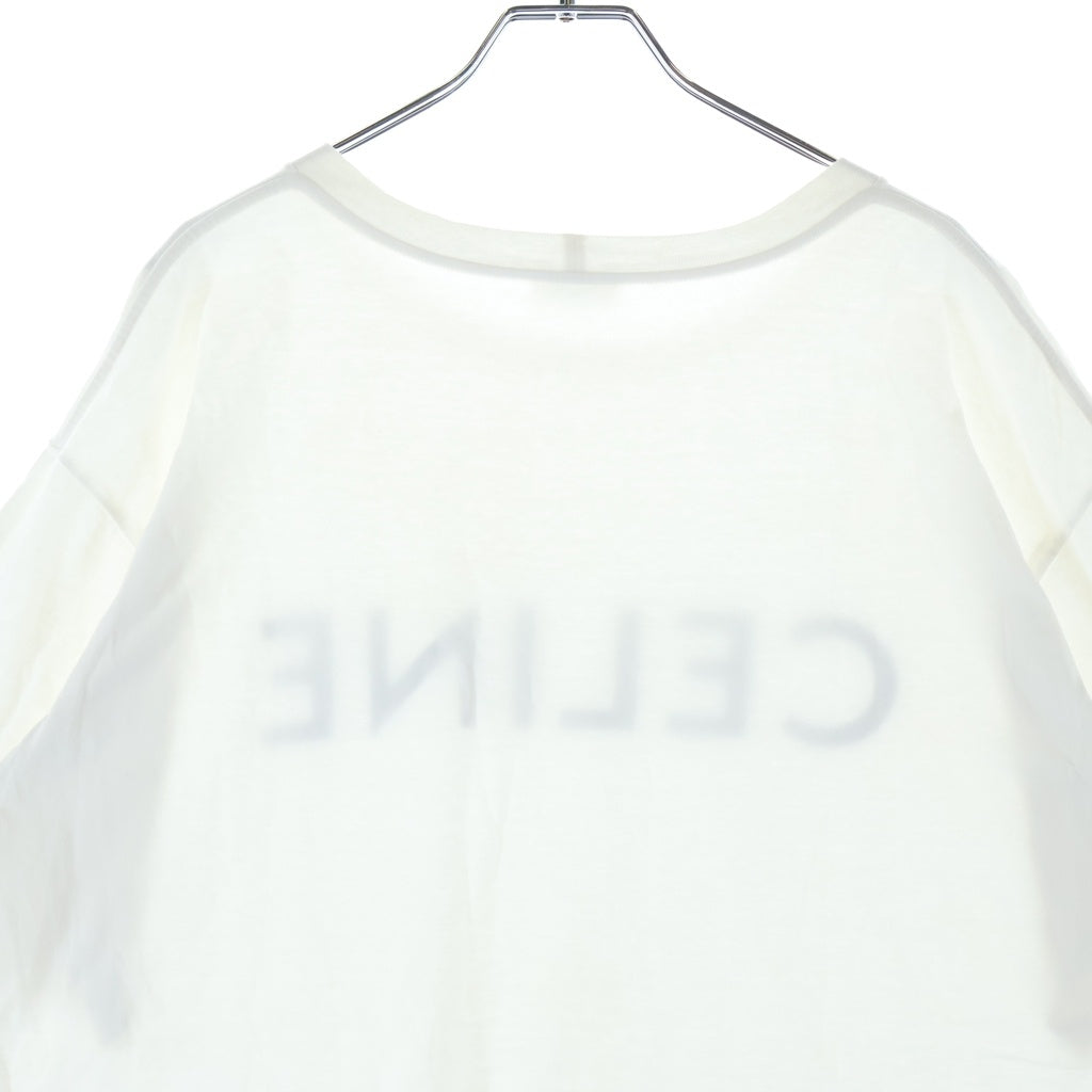 CELINE(セリーヌ) コットンジャージー フロントロゴプリント クルーネック半袖Tシャツ カットソー ホワイト 2X681671Q