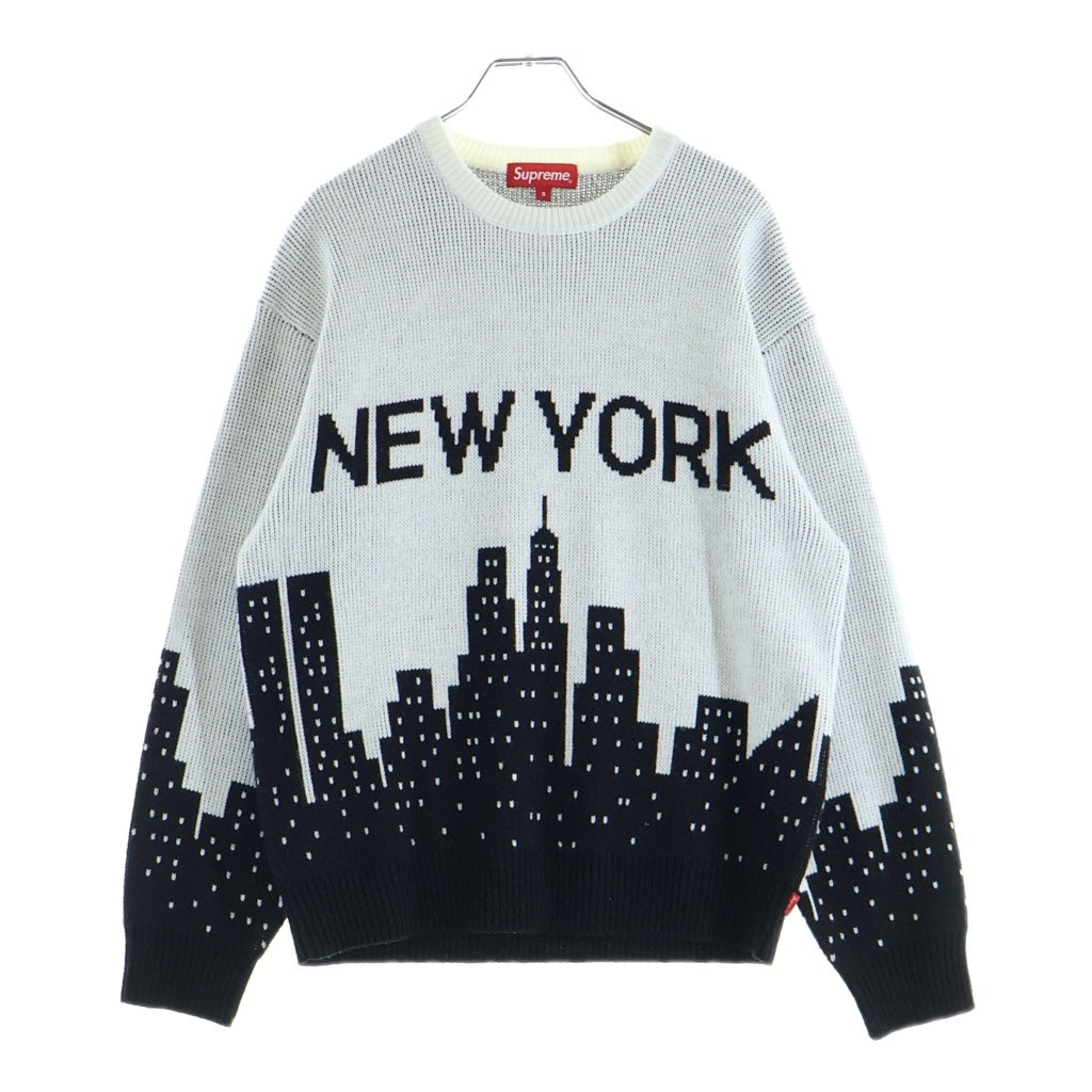 SUPREME(シュプリーム) 20SS New York Sweater ニューヨーク クルーネックニットセーター ブラック/ホワイト