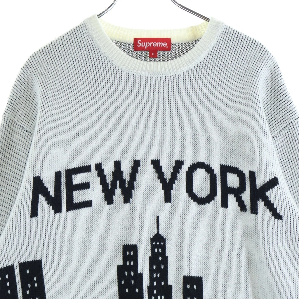 SUPREME(シュプリーム) 20SS New York Sweater ニューヨーク クルーネックニットセーター ブラック/ホワイト