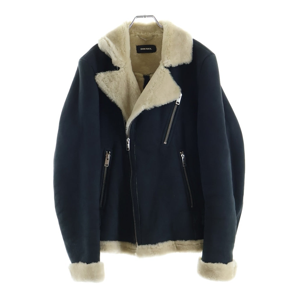 DIESEL(ディーゼル) ラムスキンレザー ムートン ダブルライダースジャケット ブルゾン ブラック