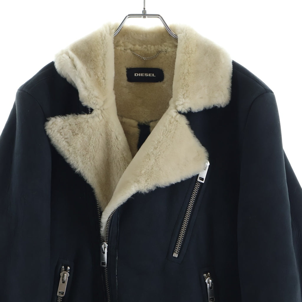 DIESEL(ディーゼル) ラムスキンレザー ムートン ダブルライダースジャケット ブルゾン ブラック