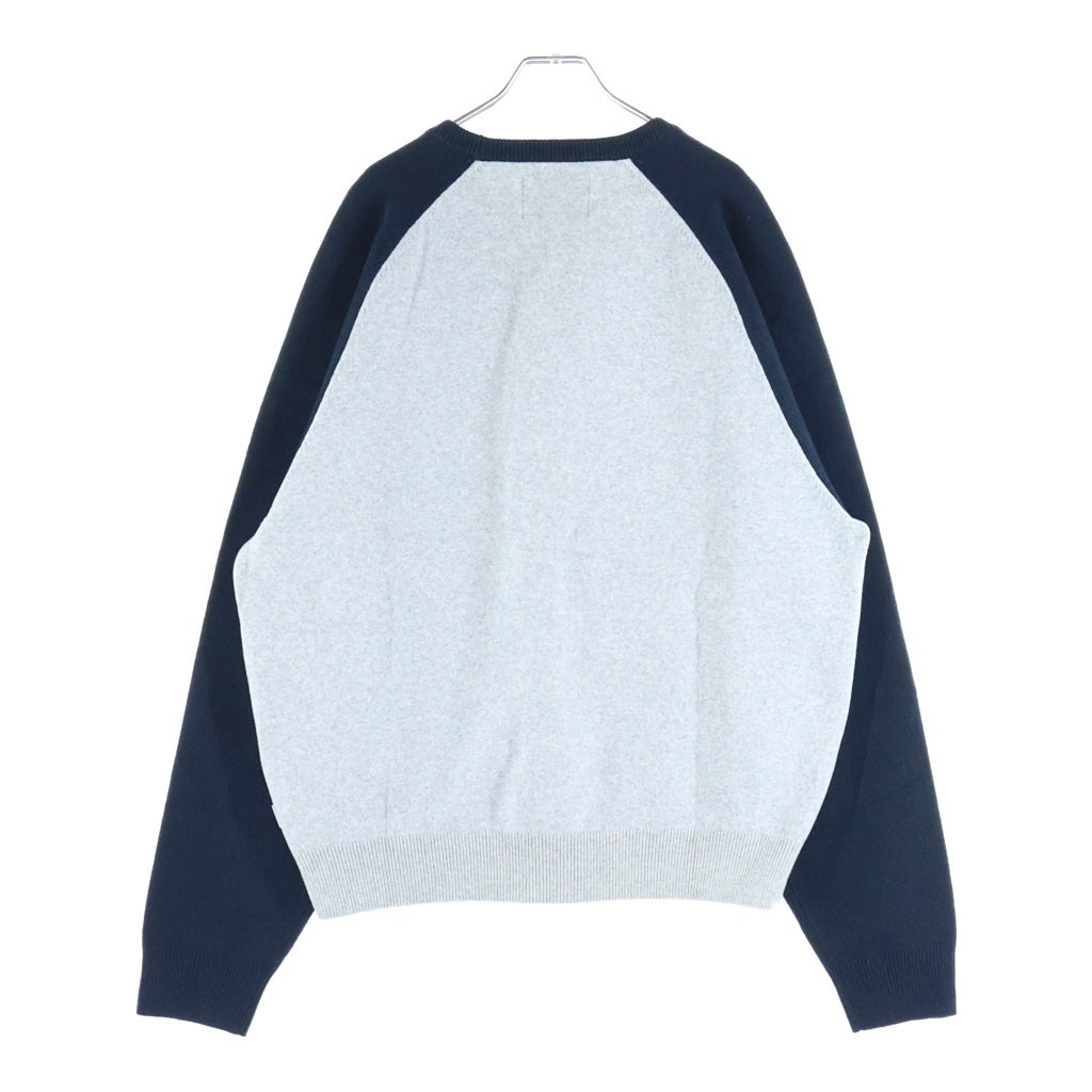 WTAPS(ダブルタップス) 26AW IAN SWEATER / NYCO ラグランスウェットトレーナー グレー/ネイビー 262FZDT-KNM02