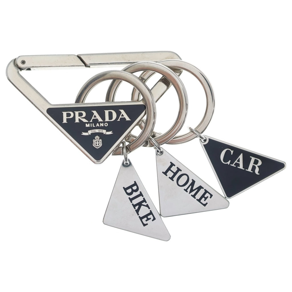 PRADA(プラダ) トライアングルロゴ メタルキーリング キーホルダー