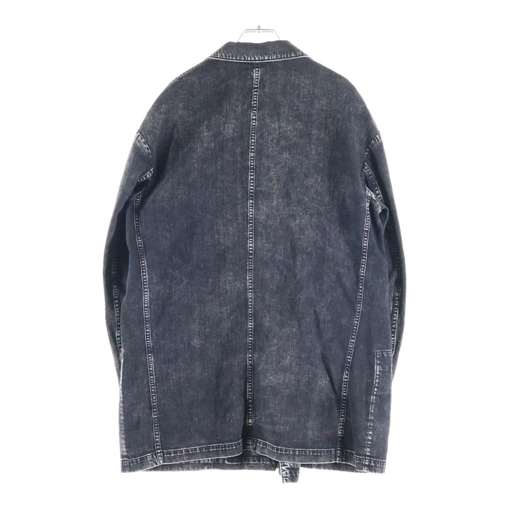 Y's(ワイズ) 8OZ DENIM CHEMICAL WASH PEAKED LAPEL JACKET ケミカルウォッシュ デニム ダブルテーラードジャケット レディース ブラック YW-J02-008