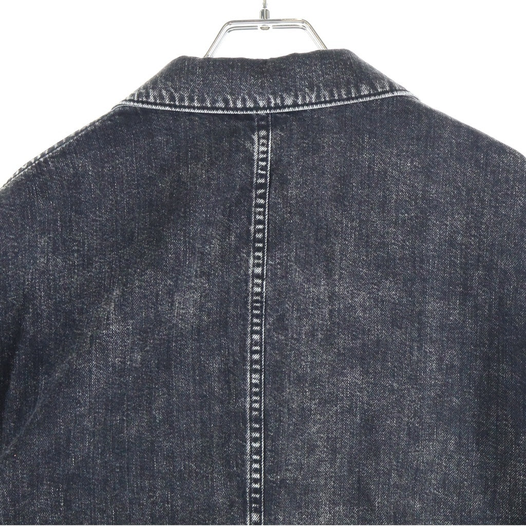 Y's(ワイズ) 8OZ DENIM CHEMICAL WASH PEAKED LAPEL JACKET ケミカルウォッシュ デニム ダブルテーラードジャケット レディース ブラック YW-J02-008