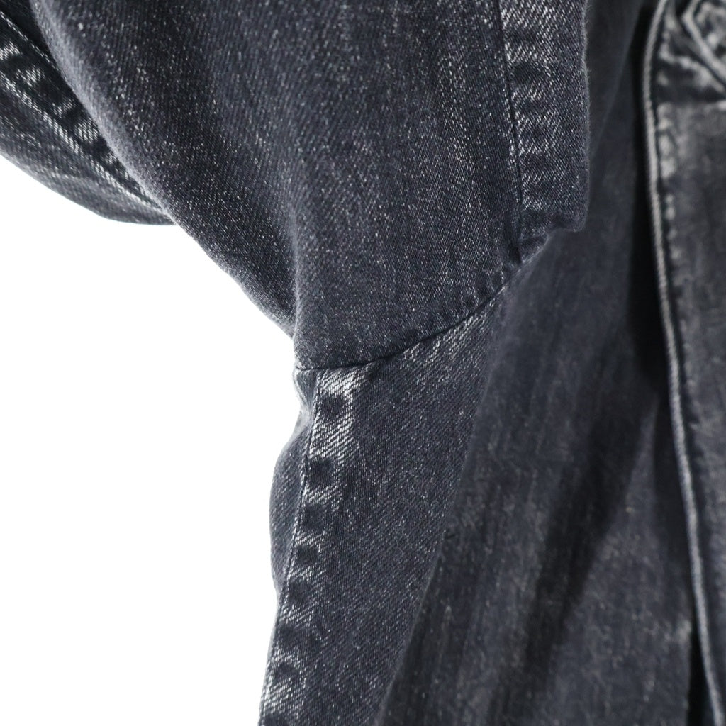 Y's(ワイズ) 8OZ DENIM CHEMICAL WASH PEAKED LAPEL JACKET ケミカルウォッシュ デニム ダブルテーラードジャケット レディース ブラック YW-J02-008