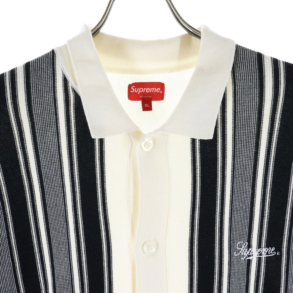 SUPREME(シュプリーム) 22SS Stripe Button Up Polo ストライプ ボタンアップ ニット半袖ポロシャツ アイボリー
