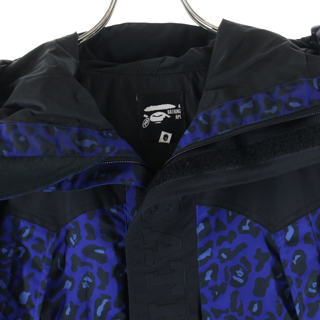 A BATHING APE(アベイシングエイプ) サル レオパードカモ フーデッドジャケット マウンテンパーカ ブラック/ブルー 001LJA801015X