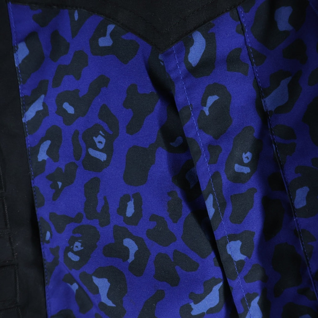 A BATHING APE(アベイシングエイプ) サル レオパードカモ フーデッドジャケット マウンテンパーカ ブラック/ブルー 001LJA801015X