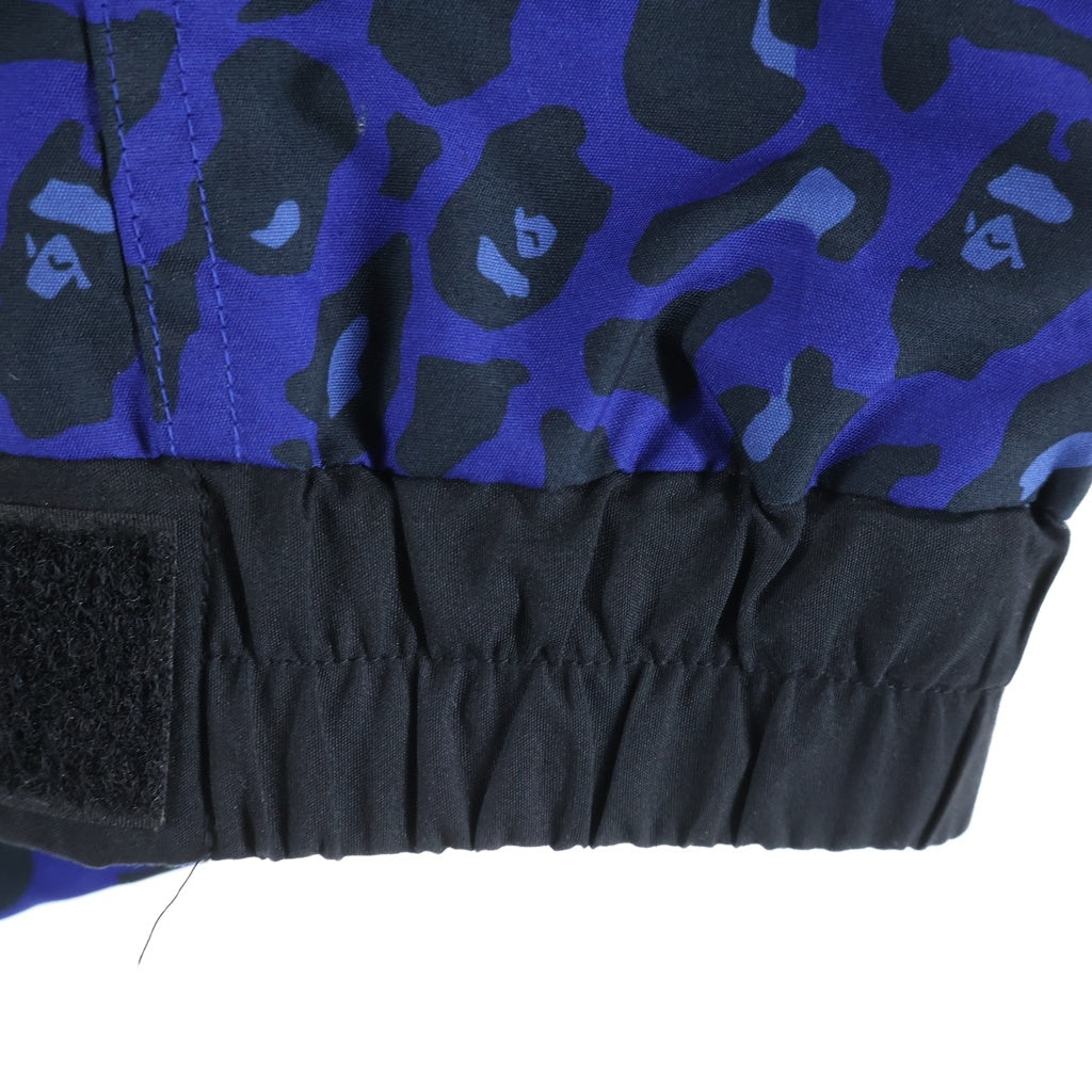 A BATHING APE(アベイシングエイプ) サル レオパードカモ フーデッドジャケット マウンテンパーカ ブラック/ブルー 001LJA801015X