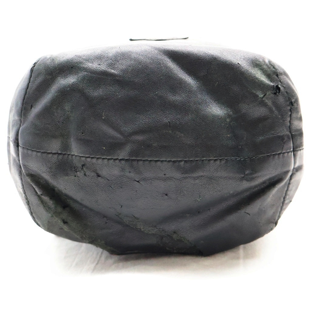 CHROME HEARTS(クロムハーツ) DRW STRNG SACK CRS PATCH クロスパッチ ドローストリングサック レザー巾着ハンドバッグ ブラック