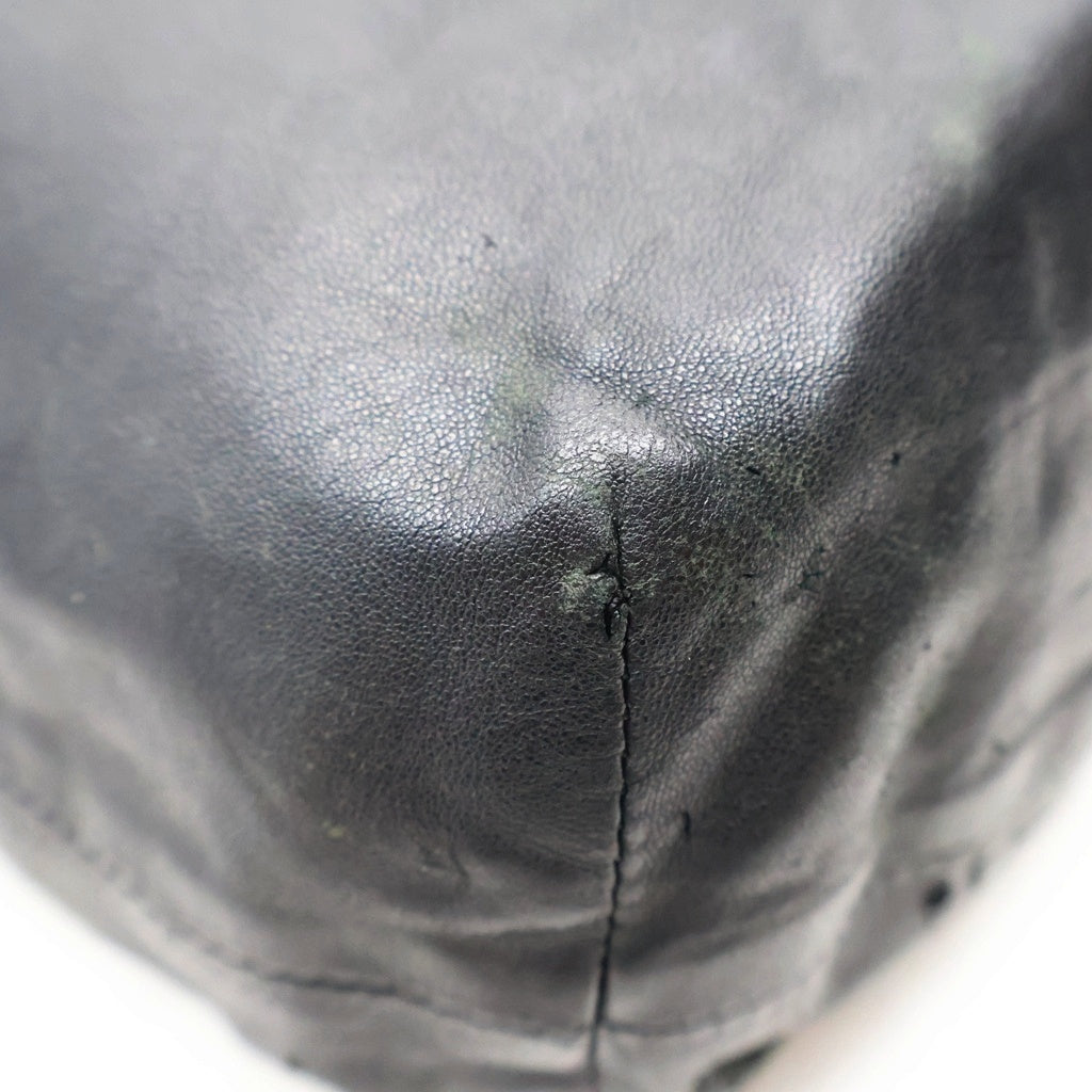CHROME HEARTS(クロムハーツ) DRW STRNG SACK CRS PATCH クロスパッチ ドローストリングサック レザー巾着ハンドバッグ ブラック