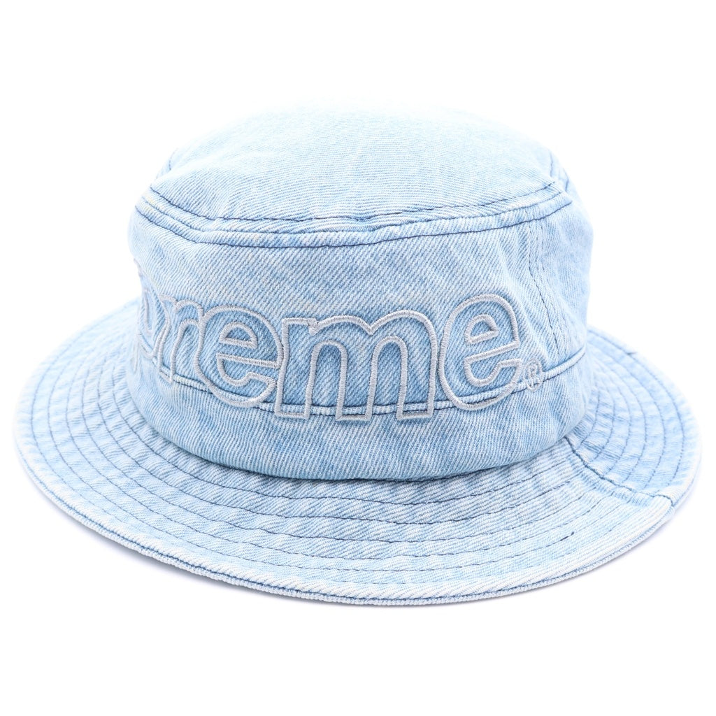 SUPREME(シュプリーム) 23SS Outline Crusher アウトラインクラッシャー ロゴエンブロイダリー デニムバケットハット 帽子 インディゴ