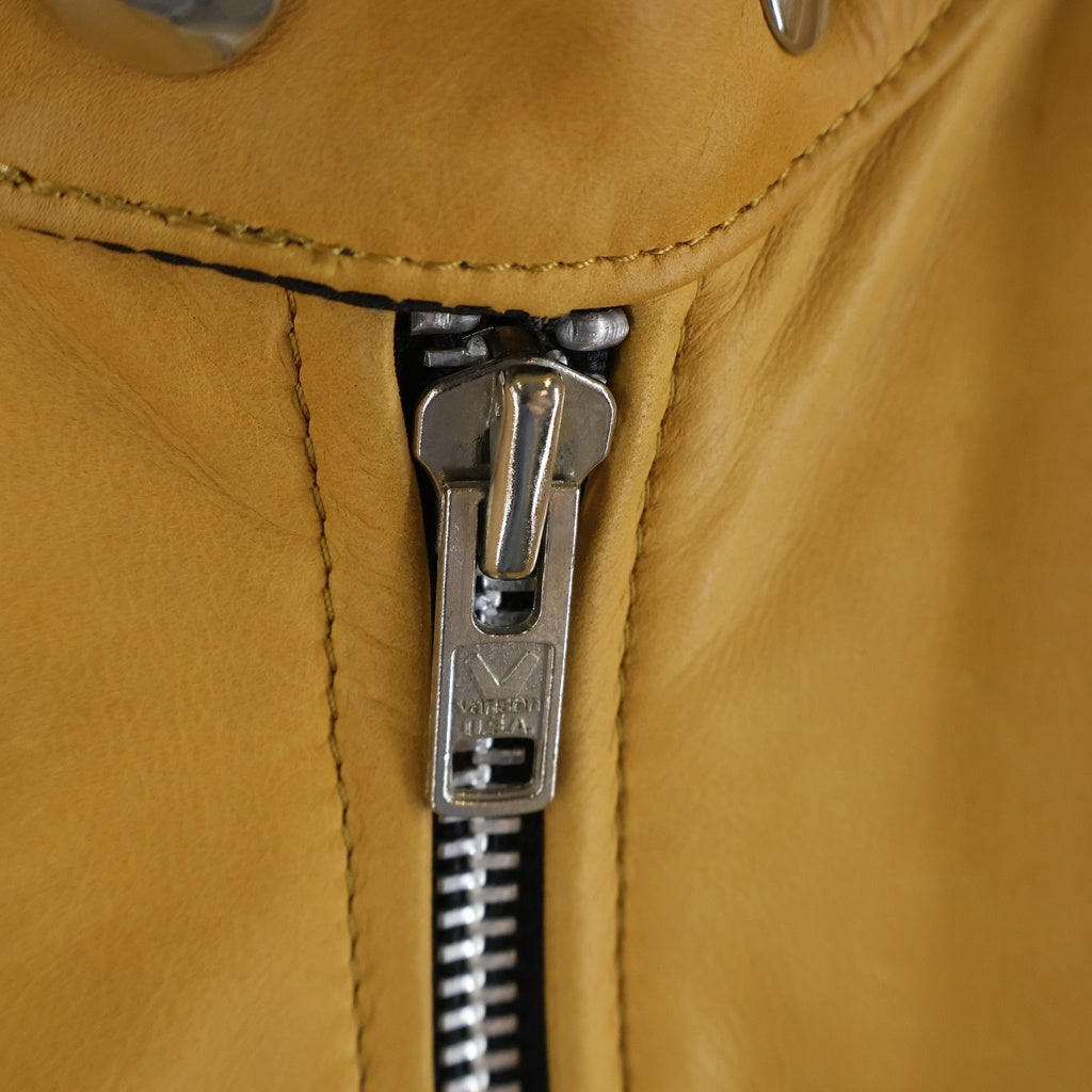 VANSON(バンソン) BACKDROP別注 9Bモデル ライナー付き レザー シングルライダースジャケット イエロー