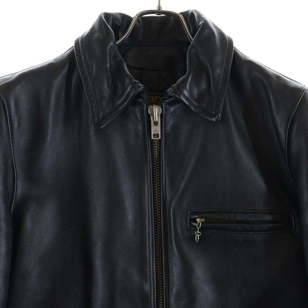 VANSON(バンソン) 9D 中綿キルティング スナップボタン レザー シングルライダースジャケット ブラック