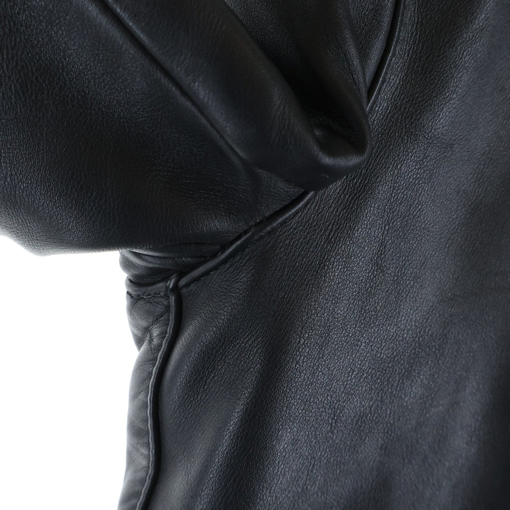 VANSON(バンソン) 9D 中綿キルティング スナップボタン レザー シングルライダースジャケット ブラック