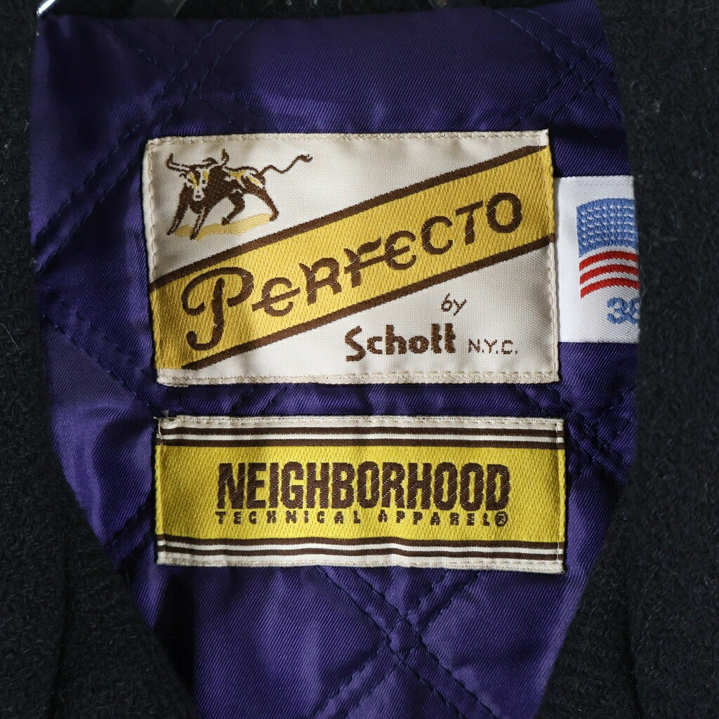 SCHOTT(ショット) ×NEIGHBORHOOD ネイバーフッド ウール ダブルライダースジャケット ネイビー SHNH-JK-03