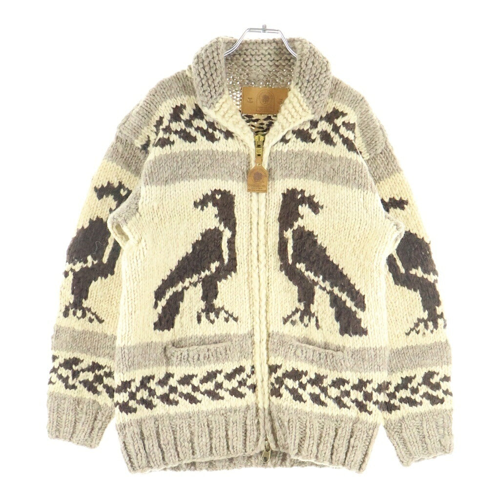 CANADIAN SWEATER(カナディアンセーター) ウール ジップフライ カウチンニットジャケット セーター ブラウン/ベージュ
