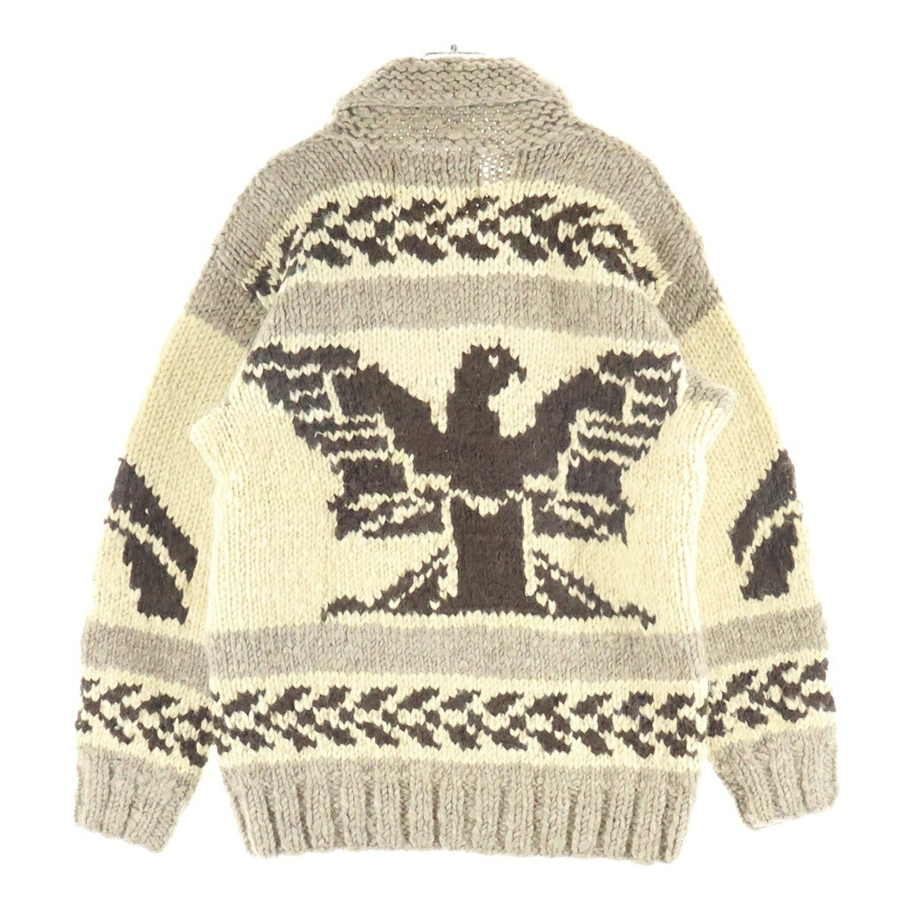 CANADIAN SWEATER(カナディアンセーター) ウール ジップフライ カウチンニットジャケット セーター ブラウン/ベージュ