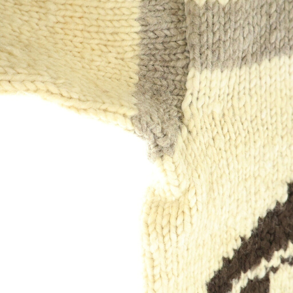 CANADIAN SWEATER(カナディアンセーター) ウール ジップフライ カウチンニットジャケット セーター ブラウン/ベージュ