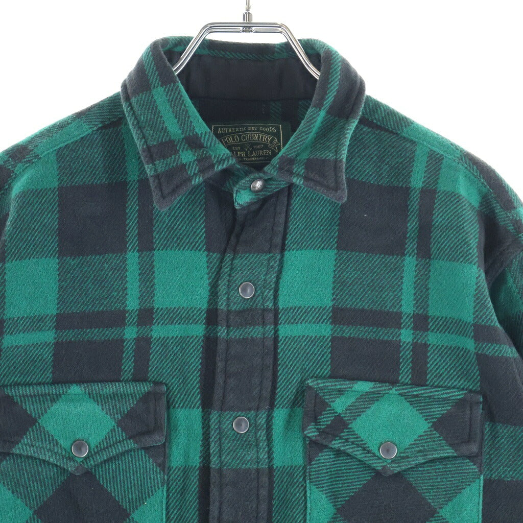 POLO RALPH LAUREN(ポロラルフローレン) POLO COUNTRY CLASSIC FIT PLAID FLANNEL WORKSHIRT ポロカントリー クラシック フィット プラッド フランネル ワークシャツ エルボーパッチ チェック柄 グリーン