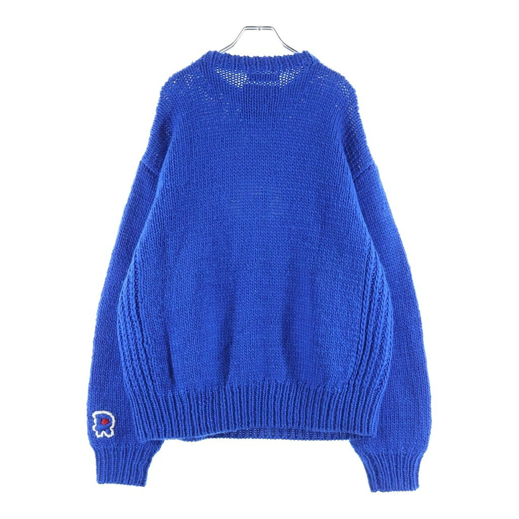 RICE NINE TEN(ライスナインテン) HAND KNITTING SWAETSHIRT カレッジ ウールニット セーター ブルー