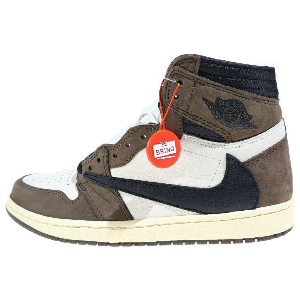 NIKE(ナイキ) ×TRAVIS SCOTT AIR JORDAN 1 HIGH OG TS SP トラヴィススコット エアジョーダン1 ハイカットスニーカー ブラウン/ホワイト US9/27cm CD4487-100