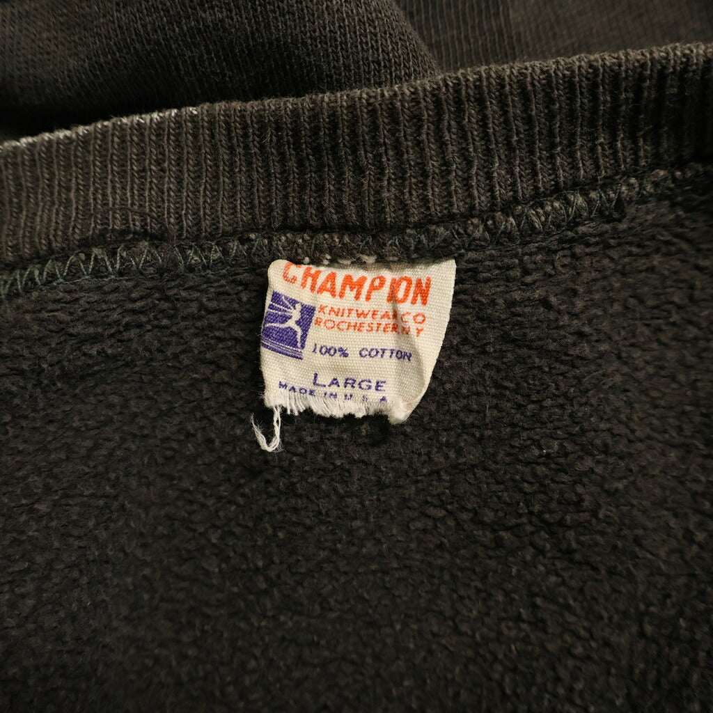 CHAMPION(チャンピオン) 60S VINTAGE S/S SWEATSHIRT ヴィンテージ 大文字ランタグ USA製 2段プリント ラグランスリーブ 半袖スウェットトレーナー ブラック