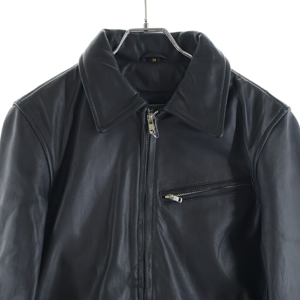 NO BRAND(ノーブランド) RHENIUM レニウム レザー ジップアップ シングルジャケット ブラック