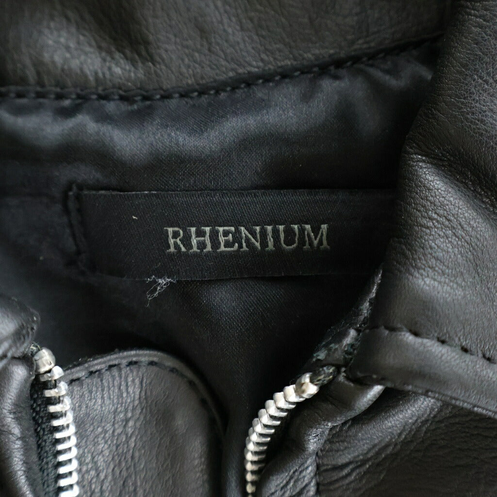 NO BRAND(ノーブランド) RHENIUM レニウム レザー ジップアップ シングルジャケット ブラック