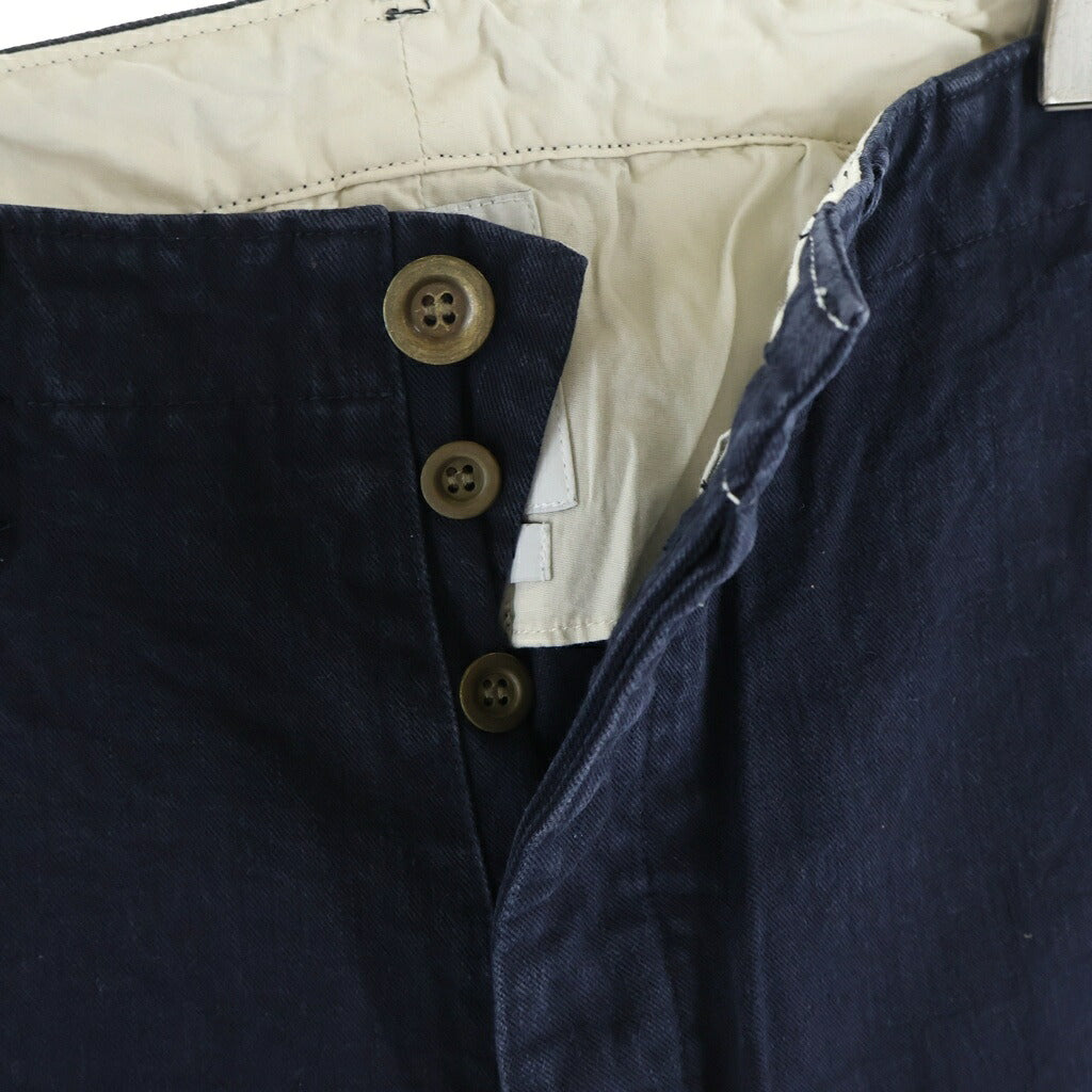 VISVIM(ヴィスヴィム) 15AW CHINO DMGD SLUB PANTS ヴィンテージ加工 シンチバック付き チノパンツ ネイビー 0115405008001