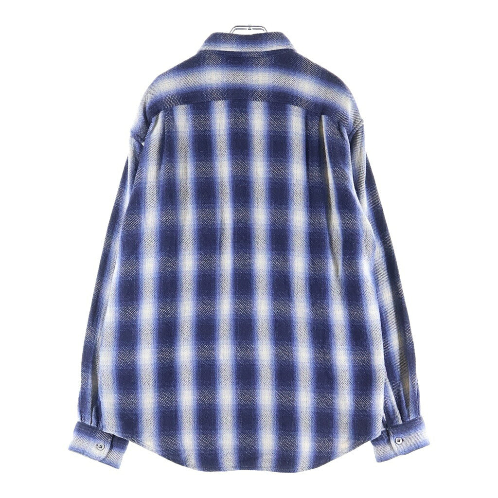 Ron Herman California(ロンハーマン カリフォルニア) FADE CHEAK SHIRT オンブレチェック コットン 長袖シャツ ブルー 3320700038