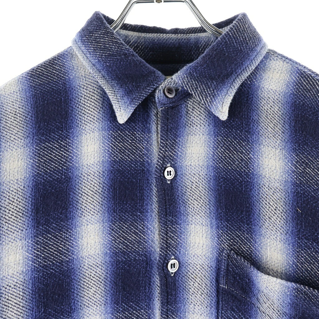 Ron Herman California(ロンハーマン カリフォルニア) FADE CHEAK SHIRT オンブレチェック コットン 長袖シャツ ブルー 3320700038
