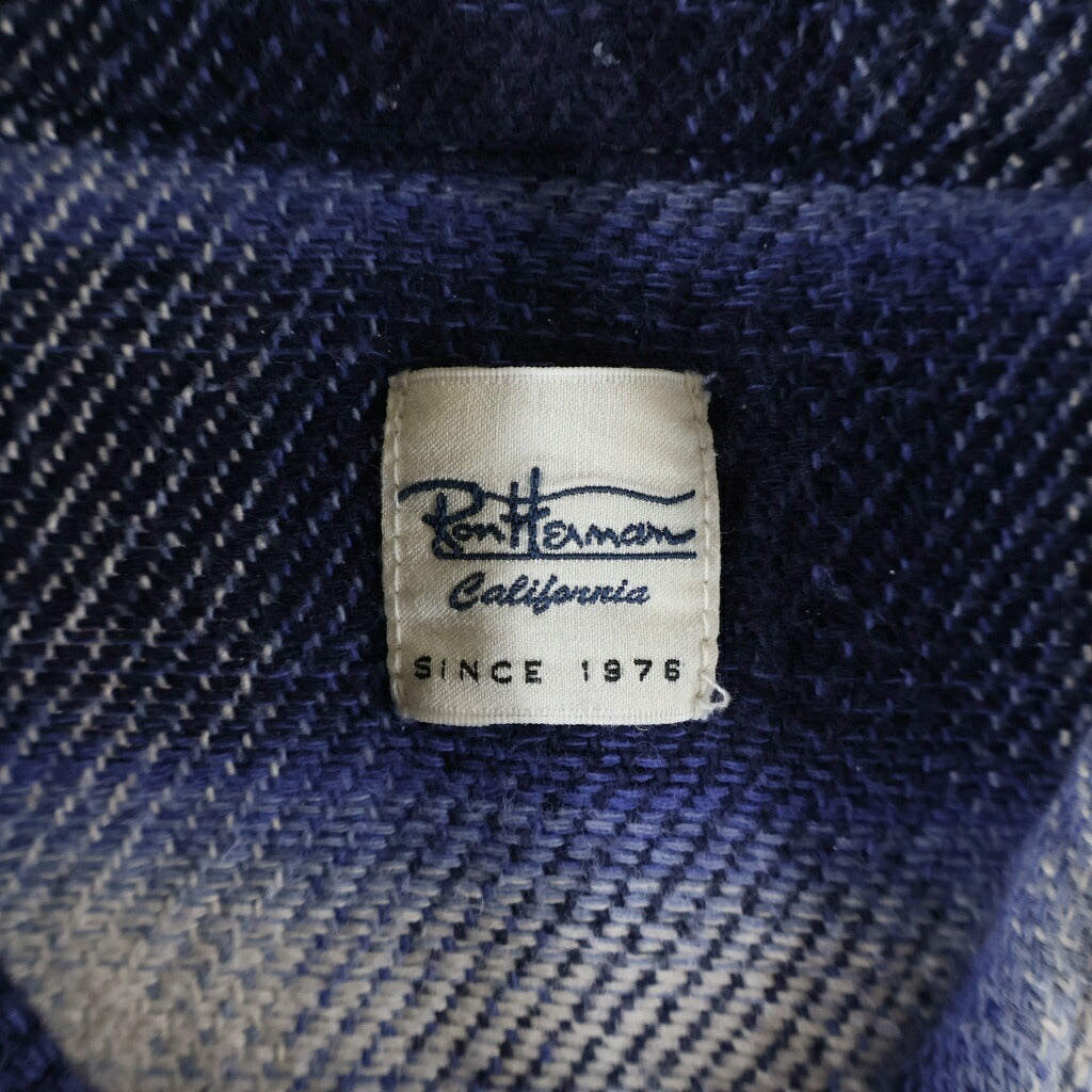 Ron Herman California(ロンハーマン カリフォルニア) FADE CHEAK SHIRT オンブレチェック コットン 長袖シャツ ブルー 3320700038