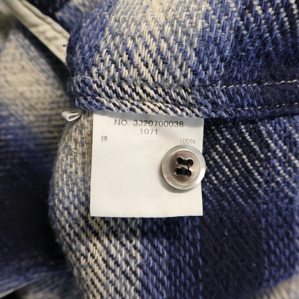 Ron Herman California(ロンハーマン カリフォルニア) FADE CHEAK SHIRT オンブレチェック コットン 長袖シャツ ブルー 3320700038