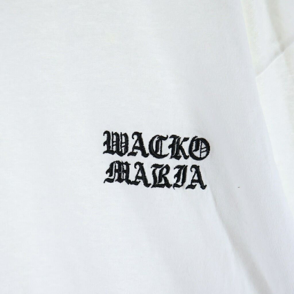 WACKO MARIA(ワコマリア) 24AW TIM LEHI/CREW NECK LONG SLEEVE TEE ティム リーハイ 袖プリント クルーネック 長袖Tシャツ ロングスリーブ ホワイト 24FW-WMT-LT03