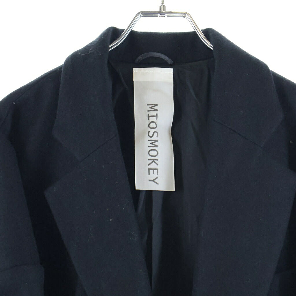 NO BRAND(ノーブランド) MIOSMOKEY ミオスモーキー ウール混 アウトダーツロングコート ブラック 232CT002-B