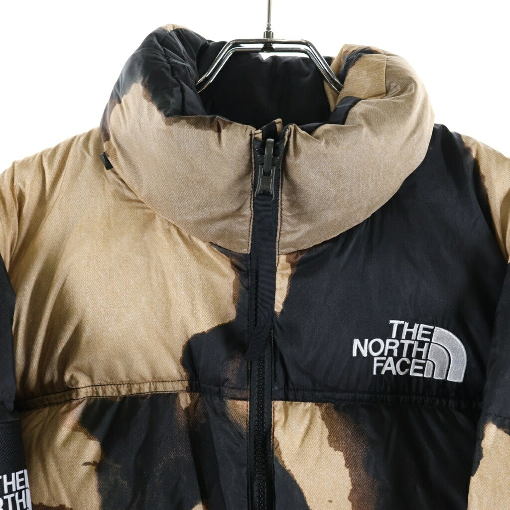 SUPREME(シュプリーム) 21AW ×THE NORTH FACE Bleached Denim Print Nuptse Jacket ブリーチドデニムプリント ヌプシダウンジャケット ブラック/ブラウン ND52100I