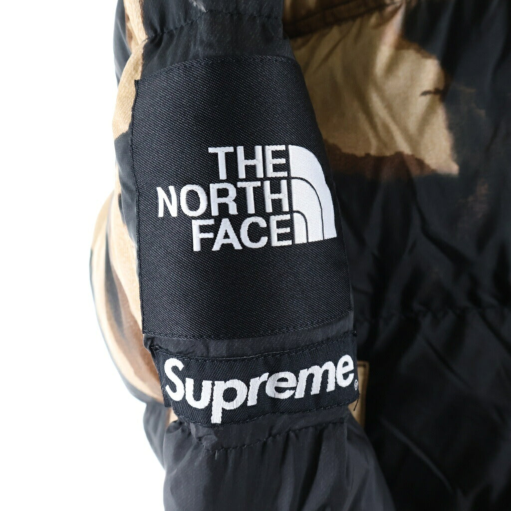 SUPREME(シュプリーム) 21AW ×THE NORTH FACE Bleached Denim Print Nuptse Jacket ブリーチドデニムプリント ヌプシダウンジャケット ブラック/ブラウン ND52100I