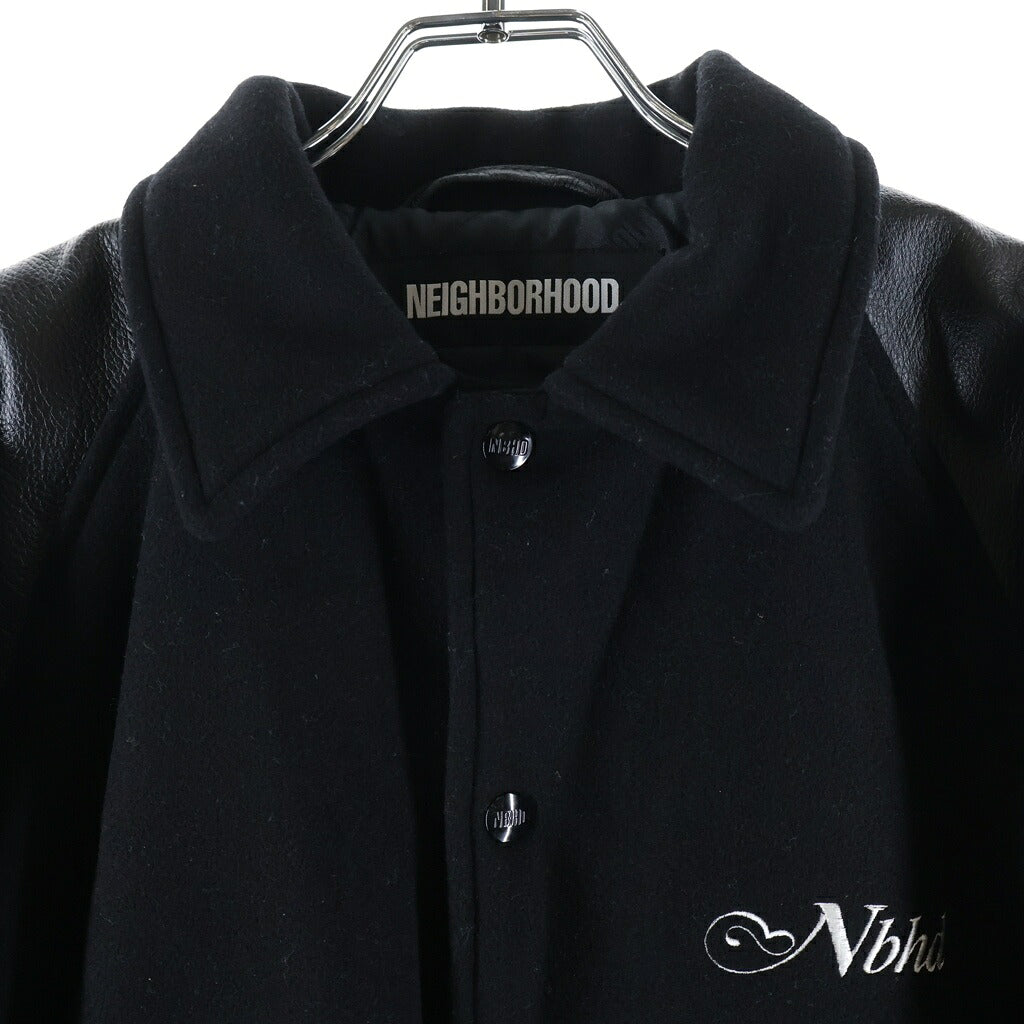 NEIGHBORHOOD(ネイバーフッド) 21AW CLUB WCL-JKT レザー切替 ウールスタジャン ジャケット ブラック 212SZNH-JKM03