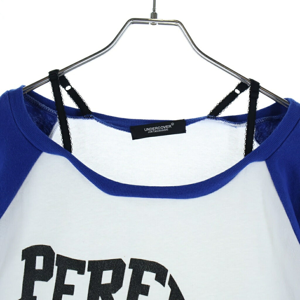 UNDERCOVER(アンダーカバー) 25SS 肩ヒモ付き ラグラン半袖Tシャツ カットソー レディース ホワイト/ブルー UC1E8805-2