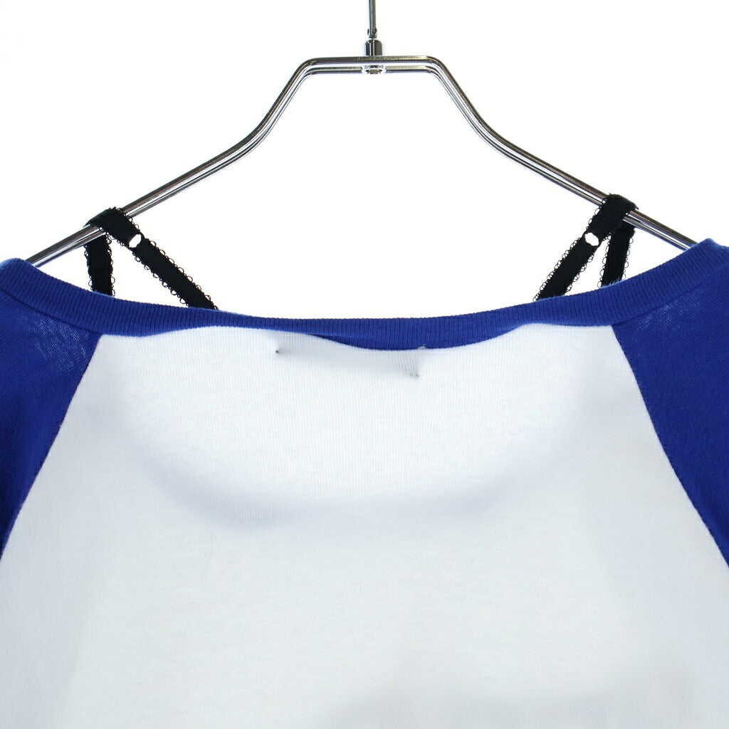 UNDERCOVER(アンダーカバー) 25SS 肩ヒモ付き ラグラン半袖Tシャツ カットソー レディース ホワイト/ブルー UC1E8805-2
