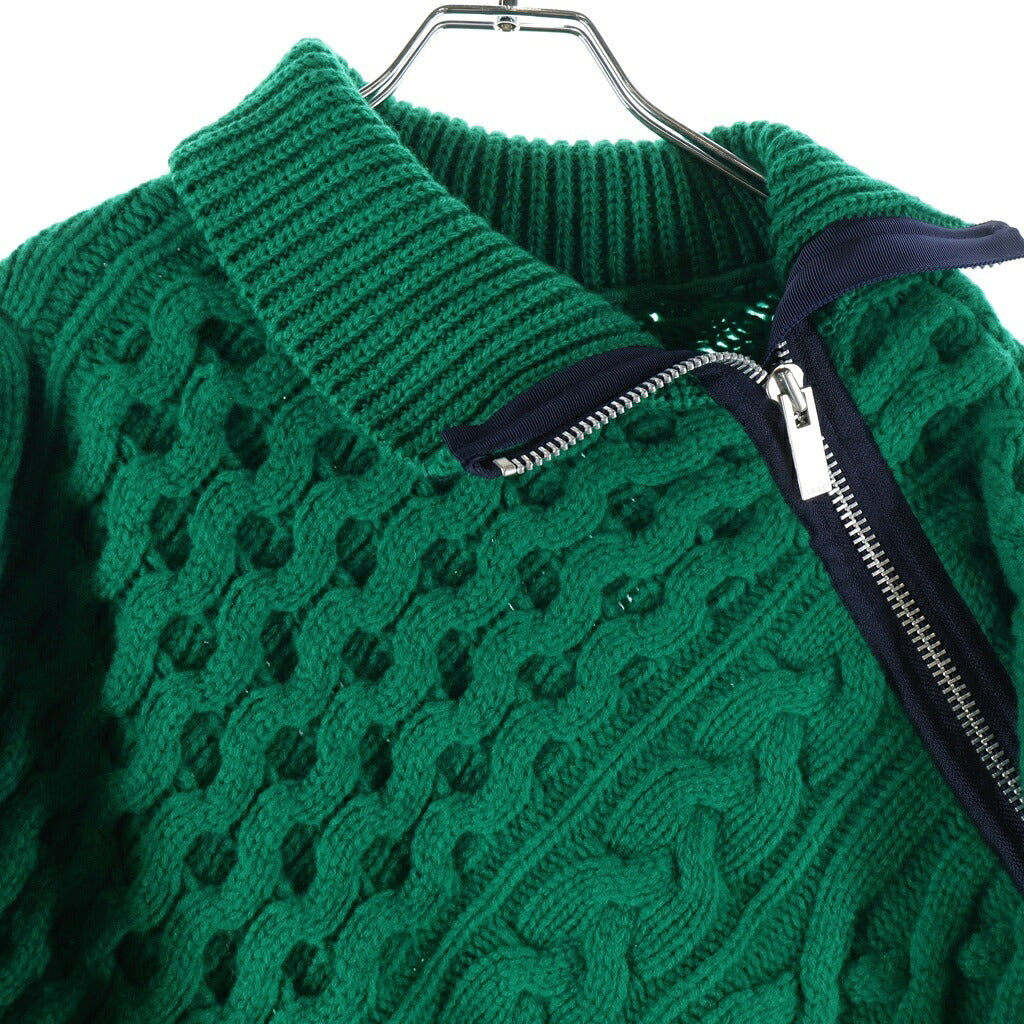 Sacai(サカイ) 21AW Twisted Cable High Neck Pullover ついステッドケーブル ハイネックプルオーバーニット レディース グリーン 21-05672