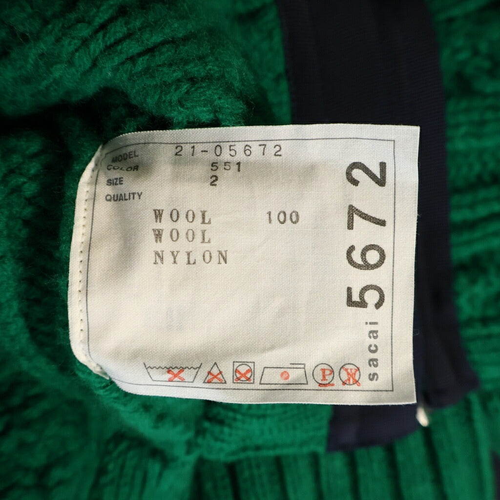 Sacai(サカイ) 21AW Twisted Cable High Neck Pullover ついステッドケーブル ハイネックプルオーバーニット レディース グリーン 21-05672