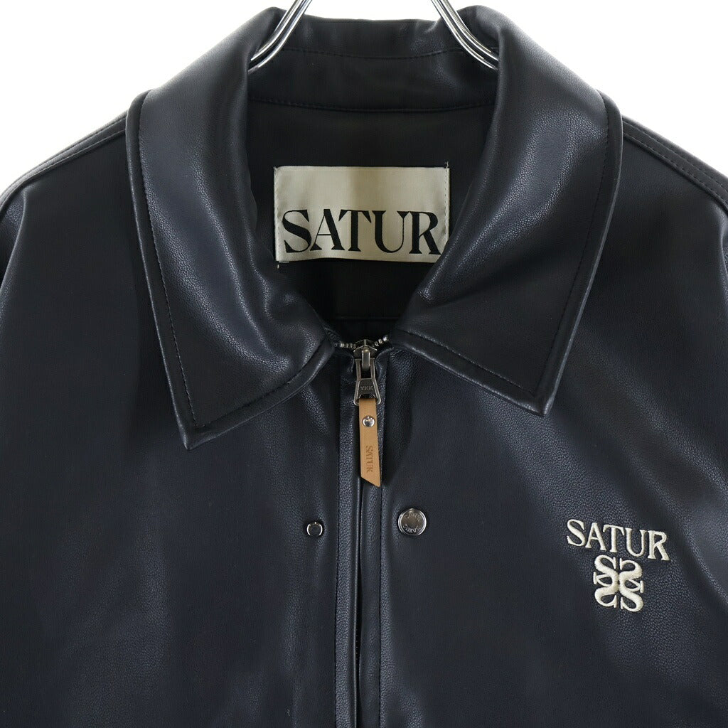 NO BRAND(ノーブランド) SATUR (セター) TEO SYNTHETIC LEATHER COLLAR JACKET テオ シンセティック フェイクレザージャケット ブラック SA253UJK12