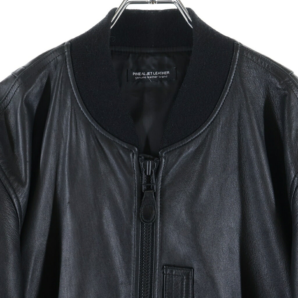 NO BRAND(ノーブランド) PINEAL JET LEATHER(ピネールジェットレザー) シープスキン ジップアップジャケット ブルゾン ブラック