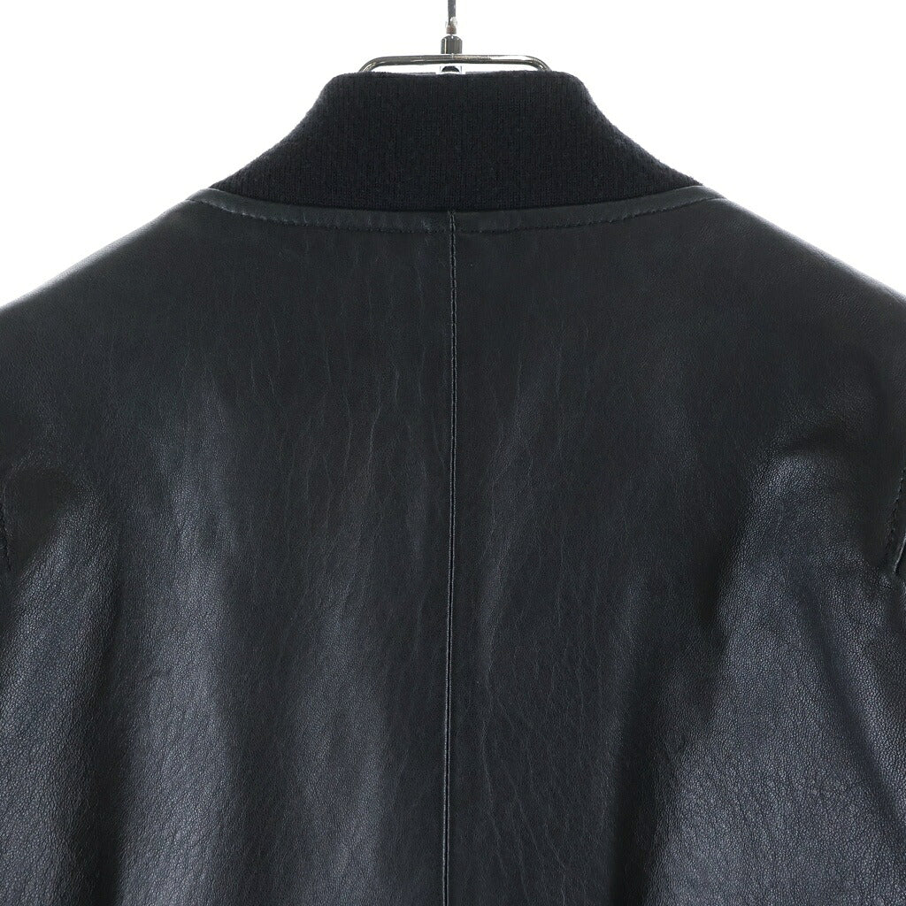 NO BRAND(ノーブランド) PINEAL JET LEATHER(ピネールジェットレザー) シープスキン ジップアップジャケット ブルゾン ブラック